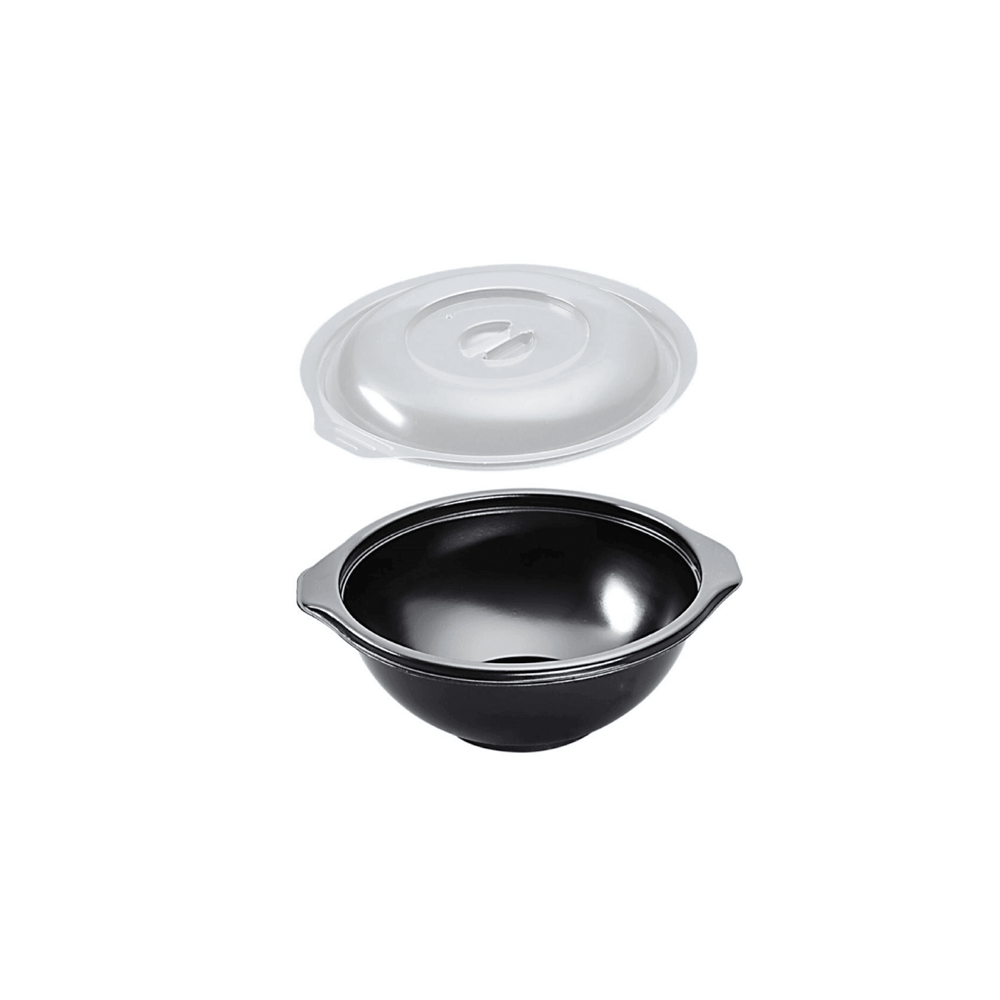 Bowl soup +lid - Bol à soupe 450ml noir micro-ondable avec couvercle  transparent - EJEM EMBALLAGES