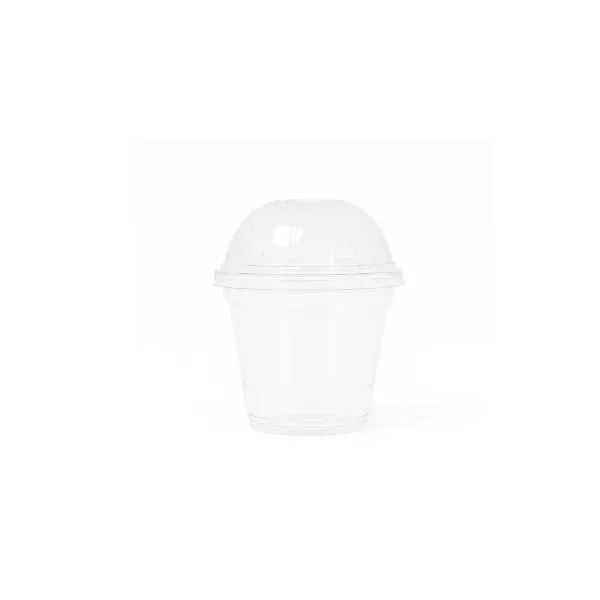 95x200cc + Ø95 DOM LID – Coupe dessert en plastique transparent 270 ml avec couvercle bombé