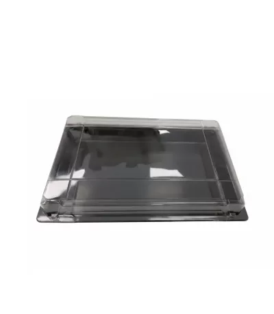 Barquette sushi noire avec couvercle détaché 300×200 mm