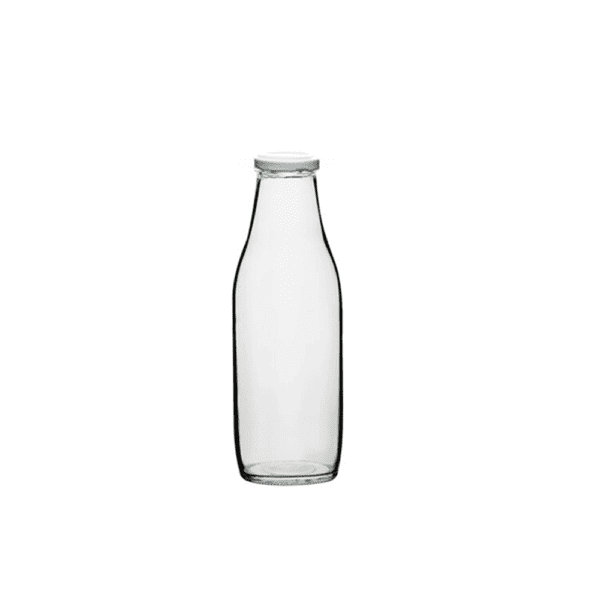 Bouteille en Verre 1000 ML avec Couvercle Métal Blanc
