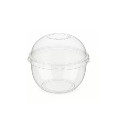 Coupe dessert transparente en PET avec couvercle bombé sans trou