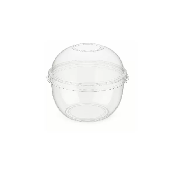 Coupe dessert transparente en PET avec couvercle bombé sans trou