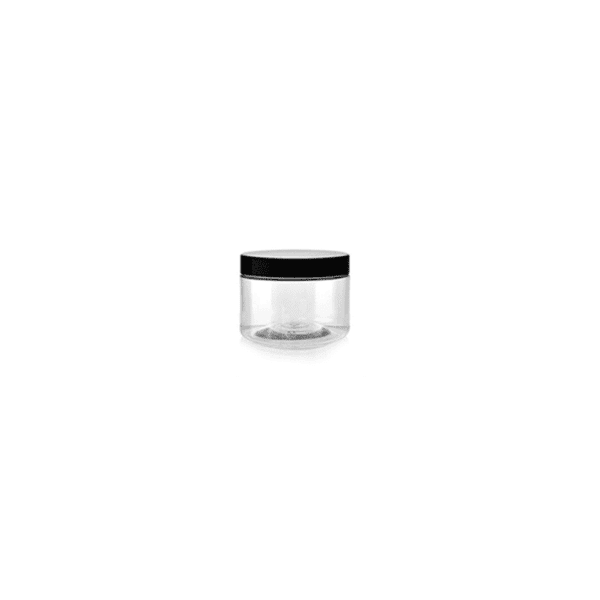 Lisse ø63X150 – jar transparent ø 63 x 60 mm avec couvercle noir 150 ml