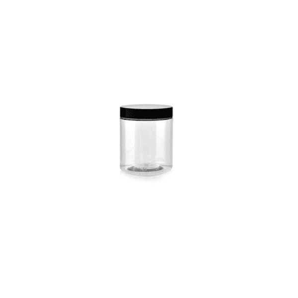 Lisse ø63 200ml – jar transparent ø 63 x 75 mm avec couvercle noir 200 ml