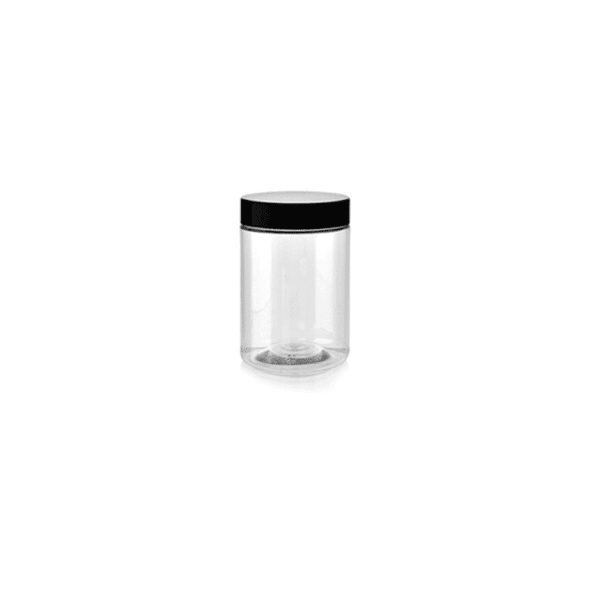 Lisse ø63 250ml – jar transparent ø 63 x 90 mm avec couvercle noir 250 ml