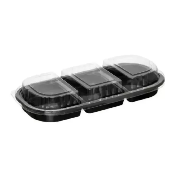 MEAL TUBE 3B SET – Barquette Rectangulaire 3 Compartiments Micro-ondable avec Couvercle