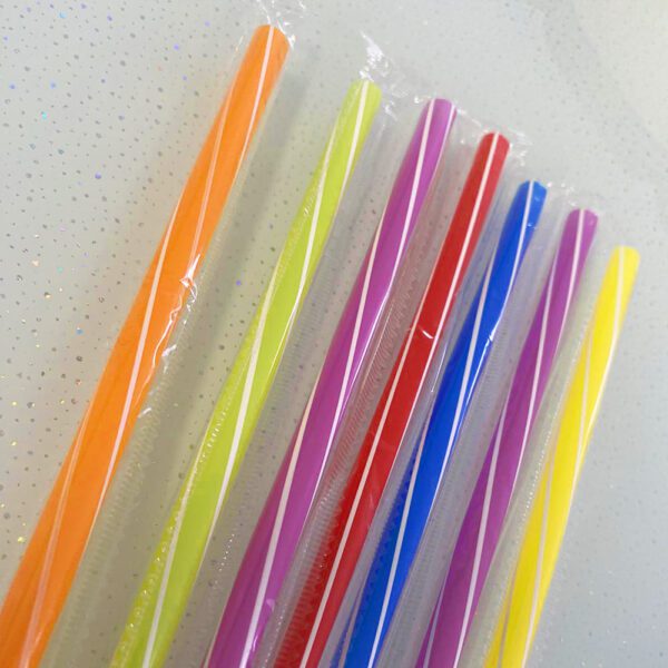 Pailles emballées Twist couleurs mélangés et transparente Ø8mm