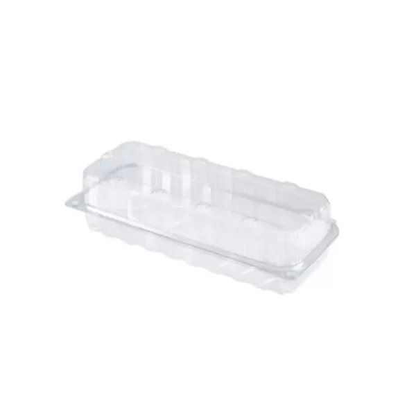 V01773 /P – Barquette rectangulaire avec couvercle attaché pour bûche 320 x 120 x 110 mm