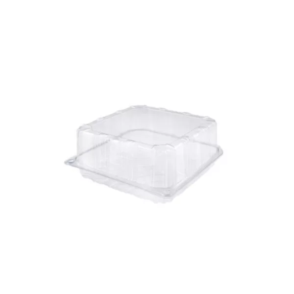 V01812/P – Barquette rectangulaire avec couvercle attaché pour un gâteau carré 220 x 220 x 65 mm