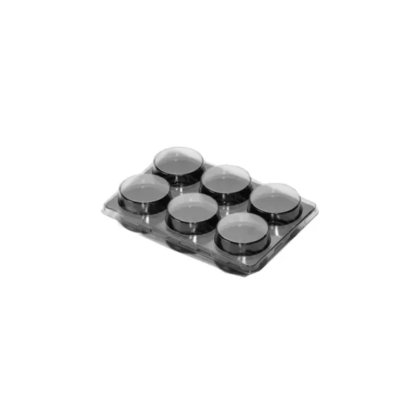 BM 6 – Barquette noire avec couvercle  pour 6 pièces de macarons