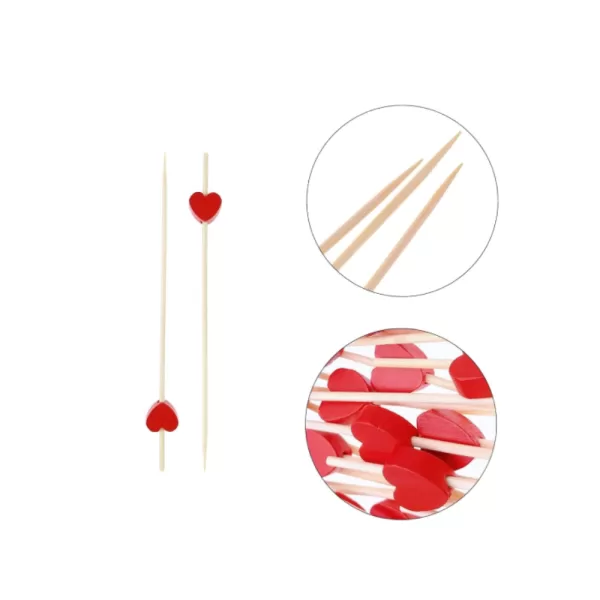 Pique 437-14 – Pique en bois avec coeur rouge