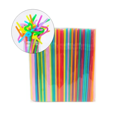Paille "fleutibante" (flexible) avec double ressort, coloris mixtes