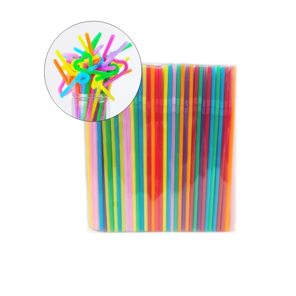 Paille "fleutibante" (flexible) avec double ressort, coloris mixtes