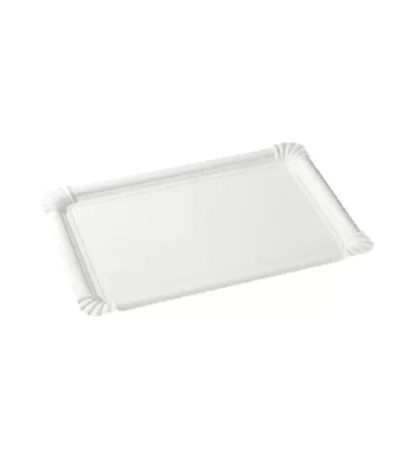 Plateau 22.5*16 cm rectangulaire en carton blanc