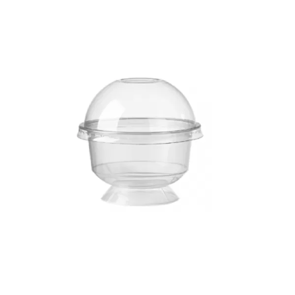 Coupe dessert transparente en PET avec couvercle bombé