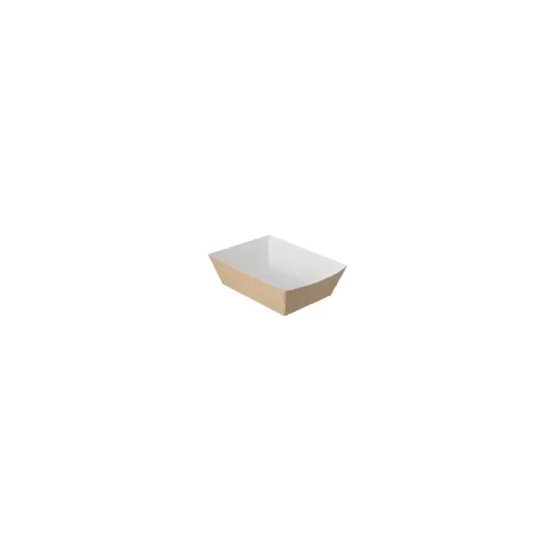 BARQUETTE GM N2 CKB - Boite en carton Kraft sans couvercle alimentaire ingraissable 155 x 90 x 50 mm
