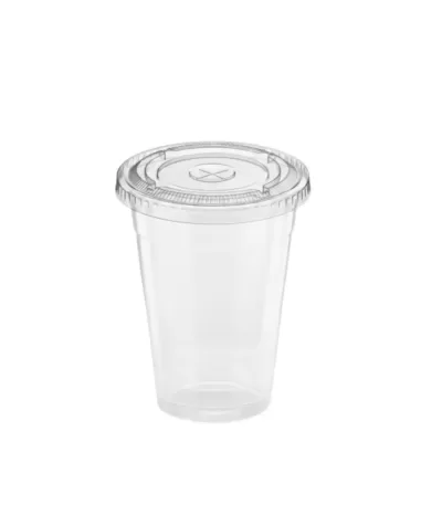 Gobelet transparent en plastique avec couvercle flat 400 CC