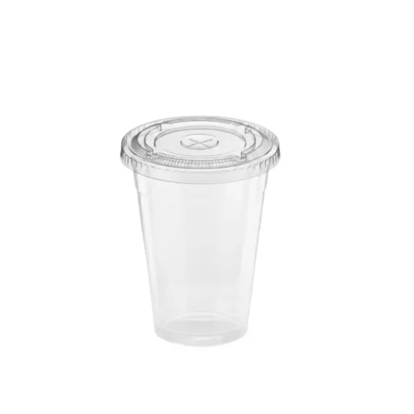 Gobelet transparent en plastique avec couvercle flat 400 CC