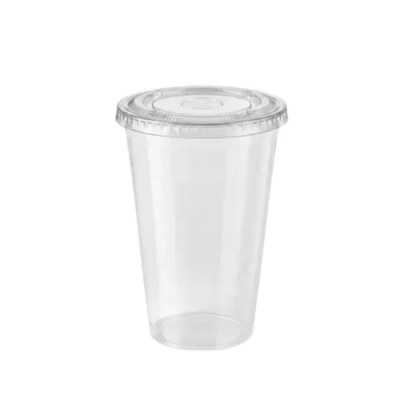 Gobelet transparent en plastique avec couvercle plat 500 CC
