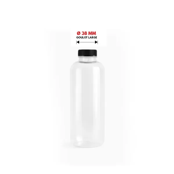 Bouteille 1000ml rond Ø38 mm – Bouteille rond 1000 ml avec couvercle noir