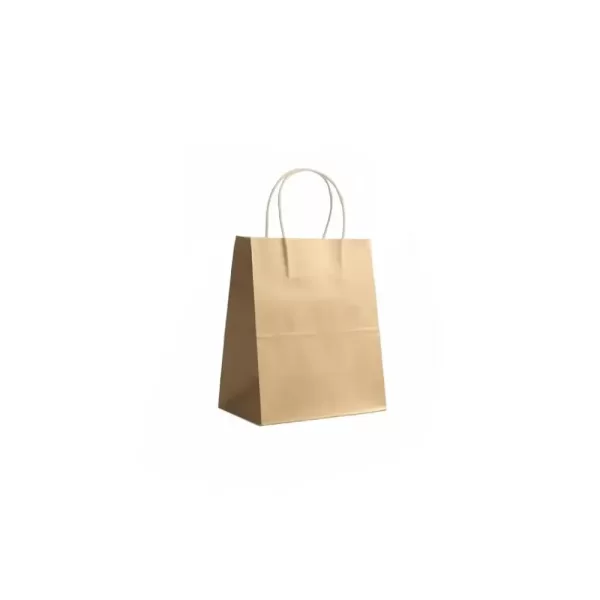 Sac Kraft 26×14 x 30 avec poignee torsadee  – Sac en Kraft brun fond carré avec poignee torsadee